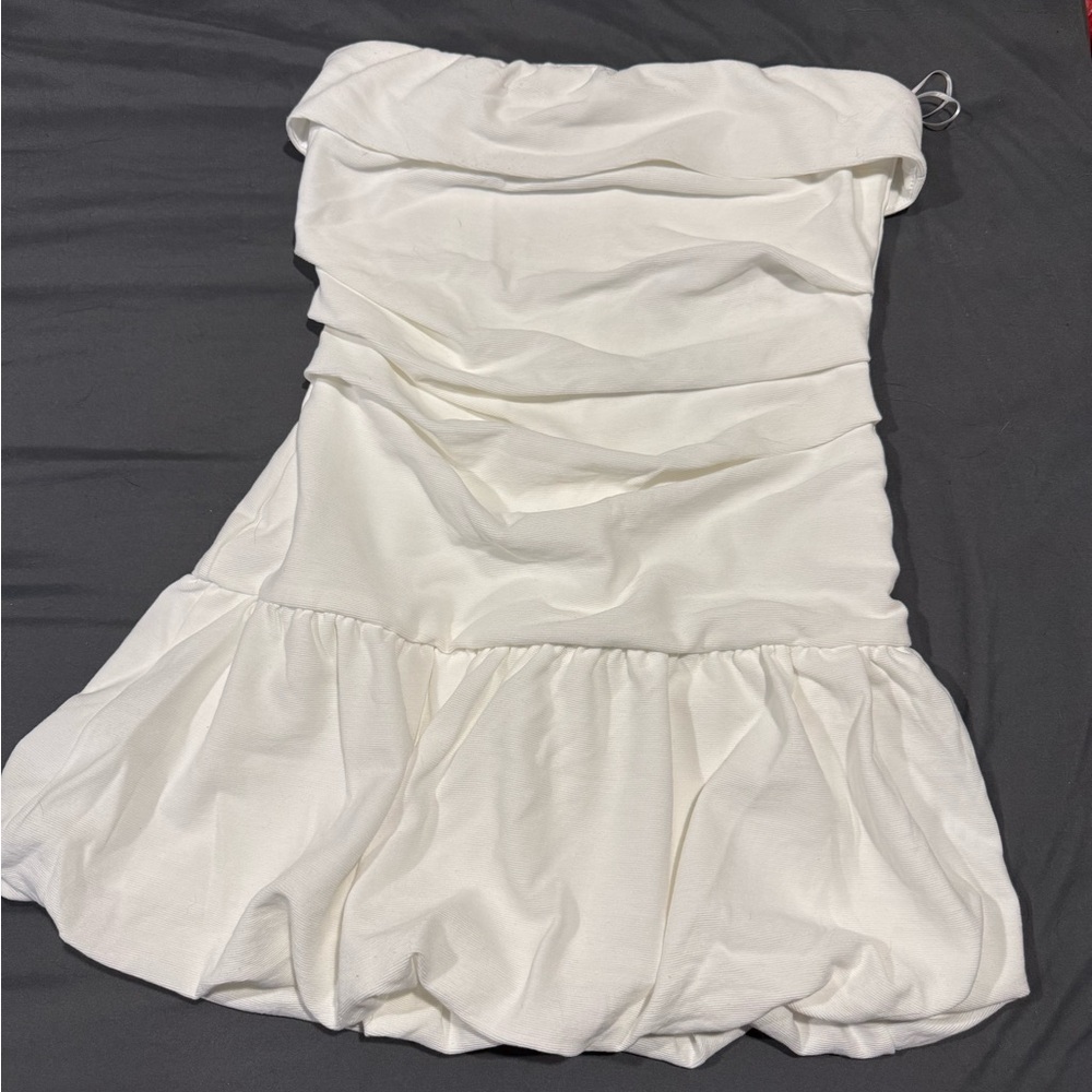 Mousse Strapless Mini Dress White